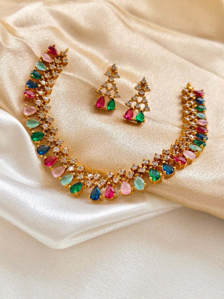 Rainbow Necklace with Earrings ASM11