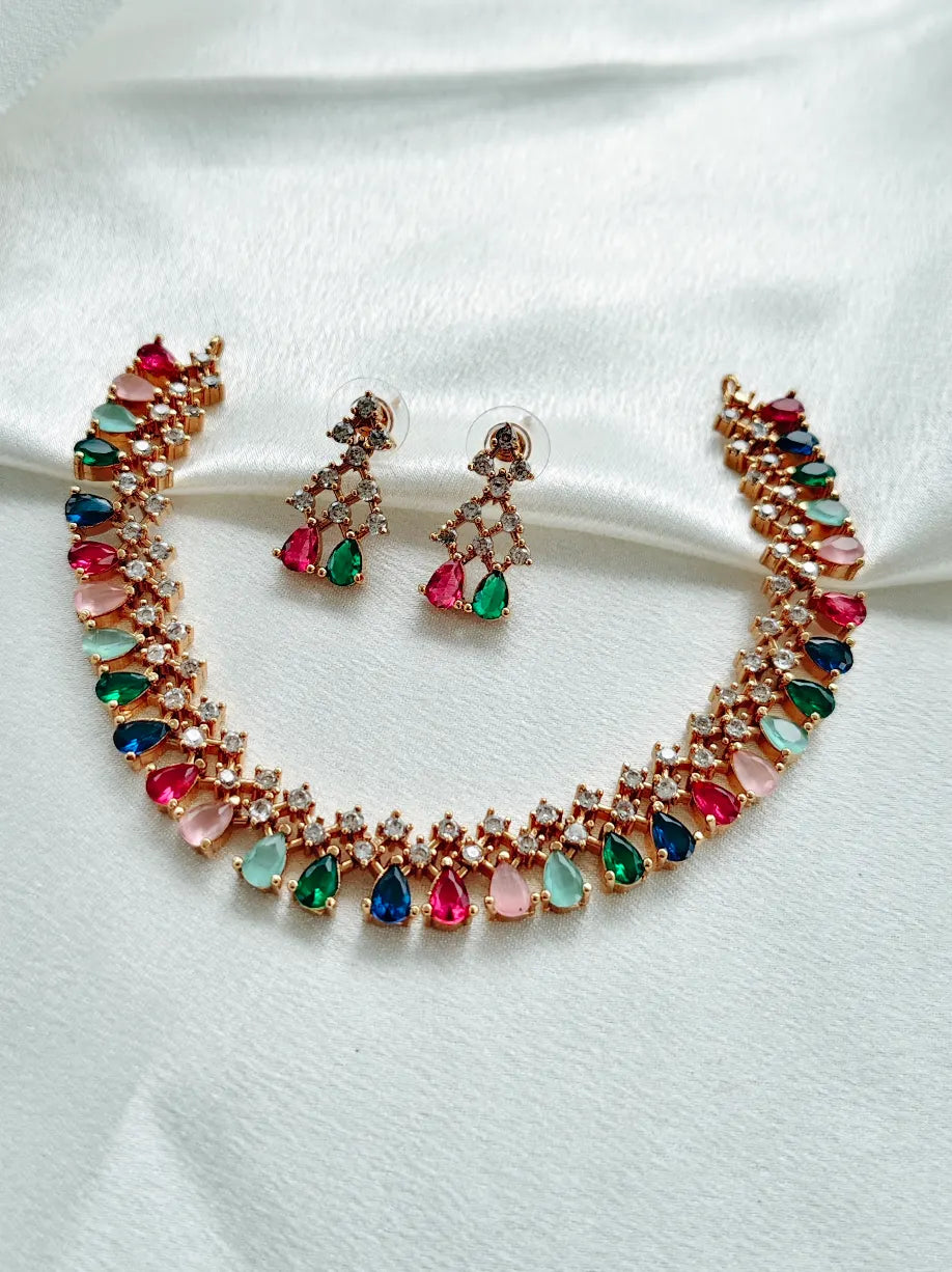 Rainbow Necklace with Earrings ASM11
